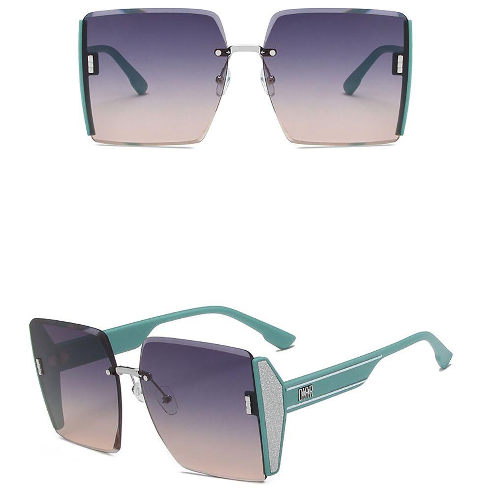 Kính Mát Gọng Vuông Không Gọng Chống Bức Xạ Phong Cách Retro Cho Nam Nữ