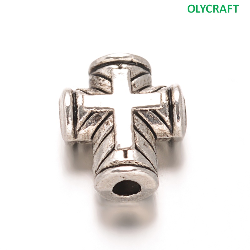 Bộ 50 Hạt Xỏ Tròn Bằng Hợp Kim Bạc Kiểu Tây Tạng Kích Thước 10x8x3.5mm 2mm