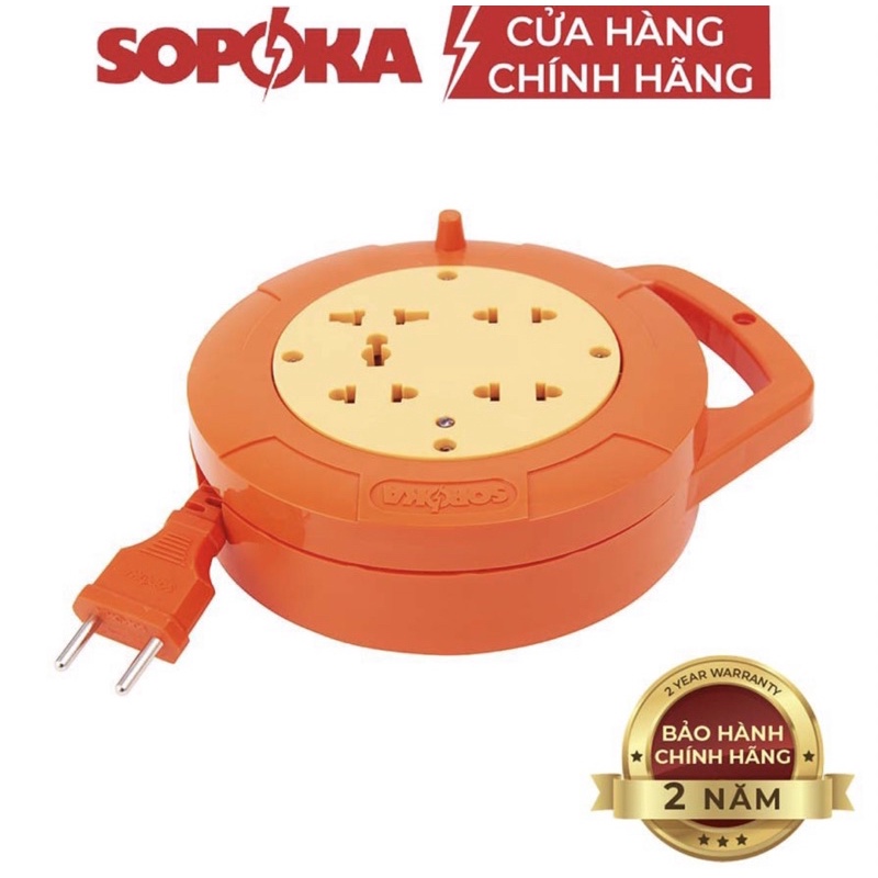 Ổ cắm điện tròn Sopoka công suất 2200w ổ cuộn tròn lõi sứ, chịu tải cao, chống vỡ dây dài 4.5m