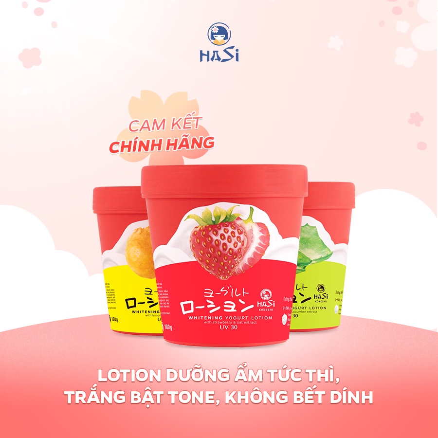 Sữa dưỡng thể trắng da Yogurt & Trái Cây HASI KOKESHI Whitening Yogurt Lotion 180g