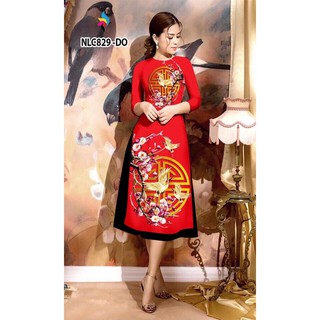 Set áo dài cách tân họa tiết + chân váy xòe đen cao cấp (nhiều màu)