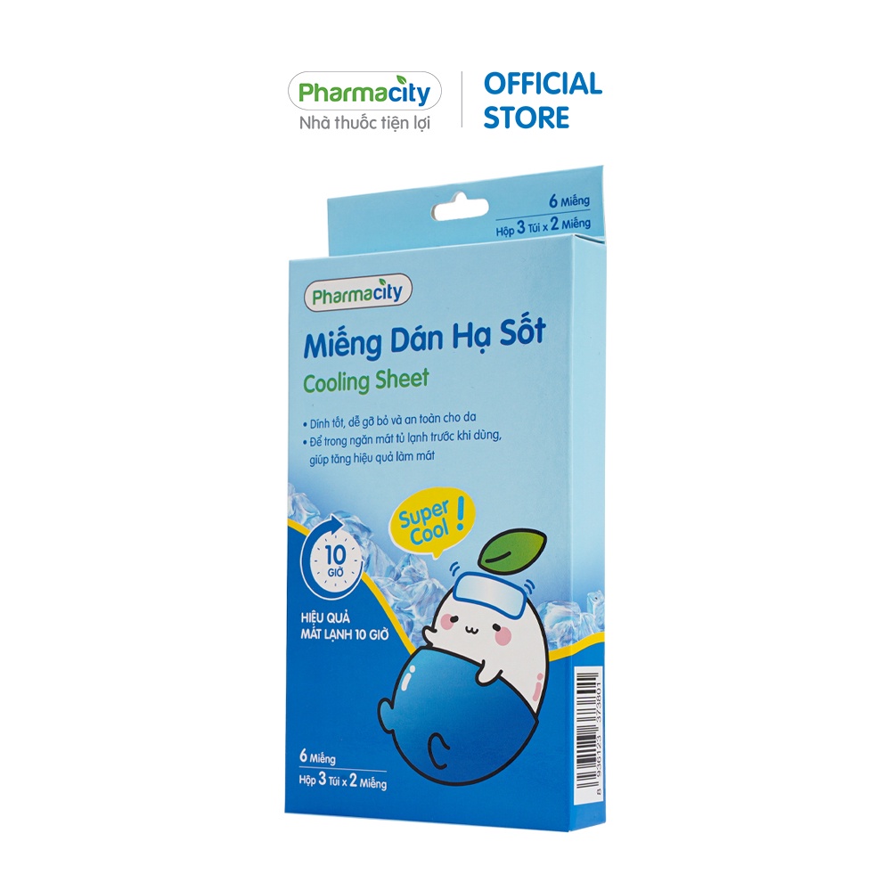 Miếng dán Pharmacity hạ sốt cho bé (Hộp 6 miếng)