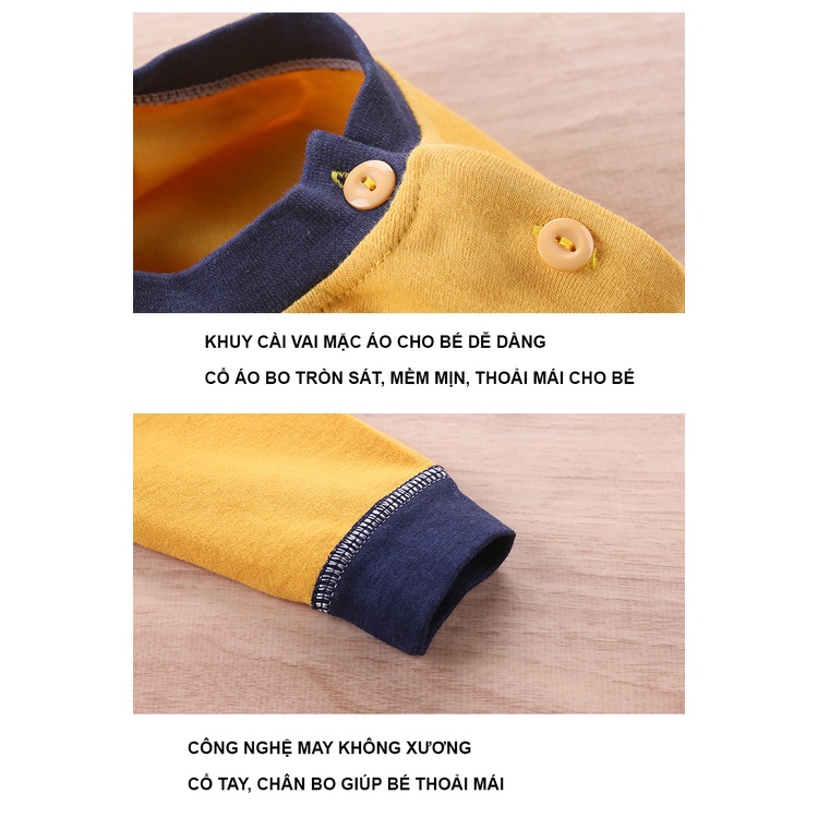 Bộ dài tay thu đông Cotton Quảng Châu cho bé trai bé gái 6-15kg BT01