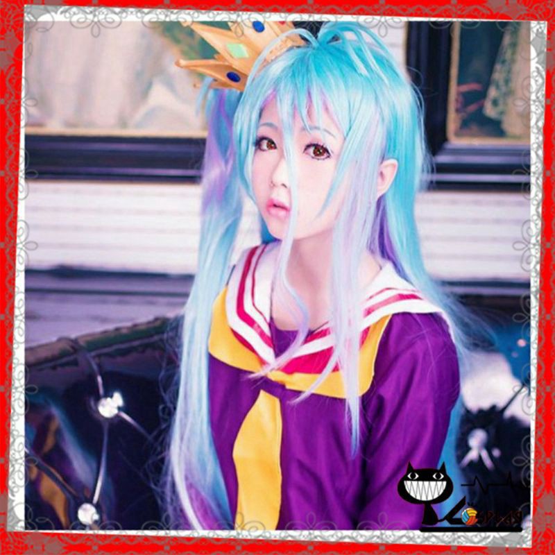 [Sẵn] Wig/tóc giả cosplay Shiro - No game no life màu tím pha xanh da trời tại MIU SHOP 09