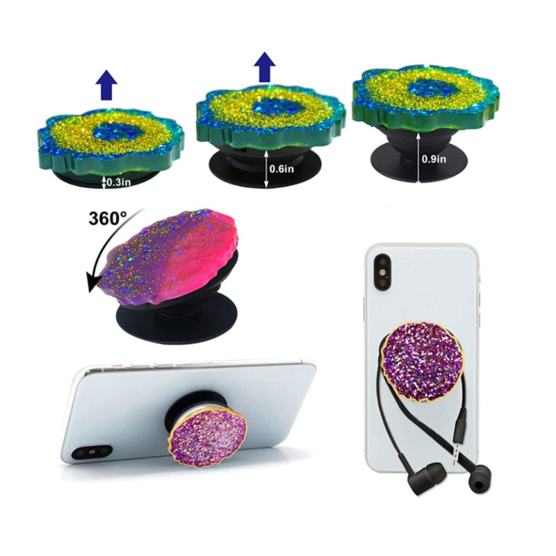 Khuôn Silicone 15 Ngăn Làm Đế Điện Thoại Epoxy Resin Hình Tròn