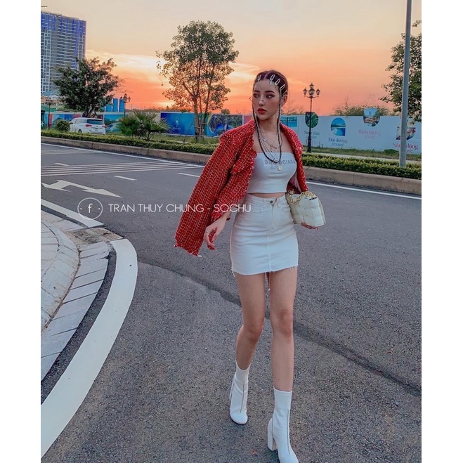 Chân váy quần jean ( cạp) lưng cao co giãn tốt ( hàng loại 1) siêu xịn đẹp ạ