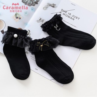 Set 3 tất ren đen Caramella cho bé
