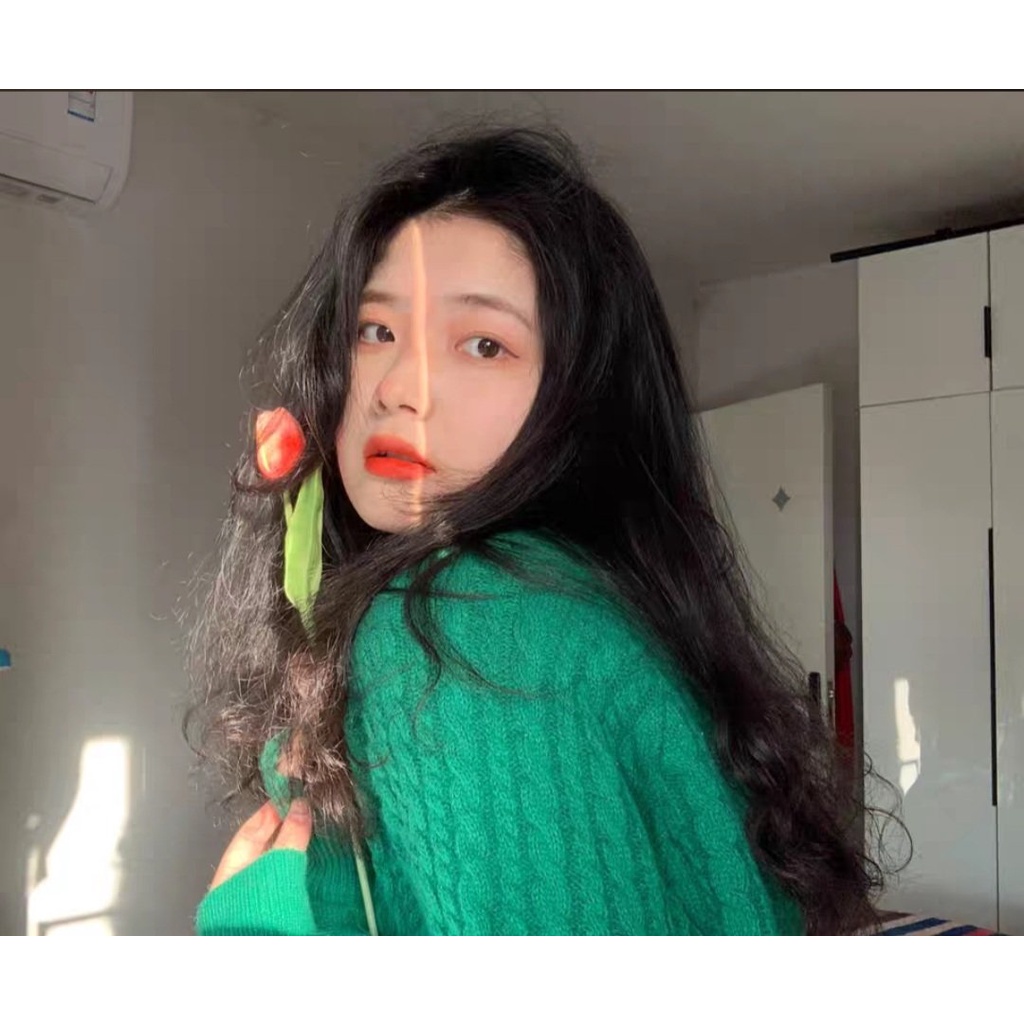 📧🌿 Áo Len Cổ Tròn Xanh Lá Phong Cách Retro Cho Nữ 🌿📧