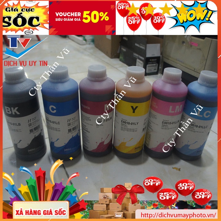 Mực inktec loại 1 lít in đẹp dùng cho máy in phun màu Epson Canon bao chất lượng