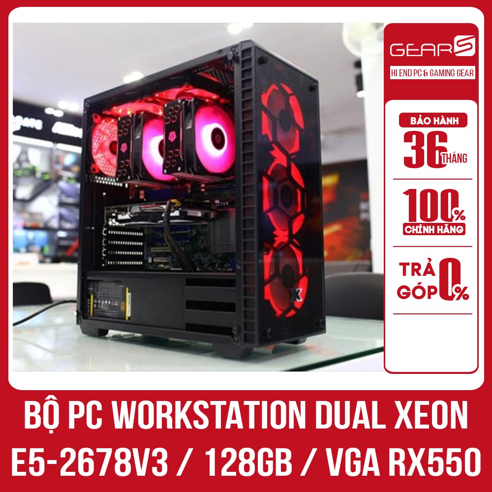 BỘ PC WORKSTATION DUAL XEON E5 2676v3 / 64GB / VGA RX550 4GB DDR5