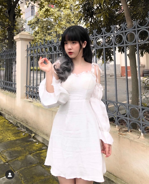 Đầm dự tiệc trễ vai hai dây có clip thật | BigBuy360 - bigbuy360.vn