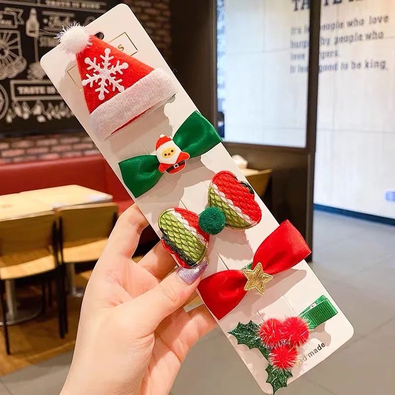 Set 5 KẸP TÓC NOEL nhiều mẫu đáng yêu cho bé, kẹp tóc