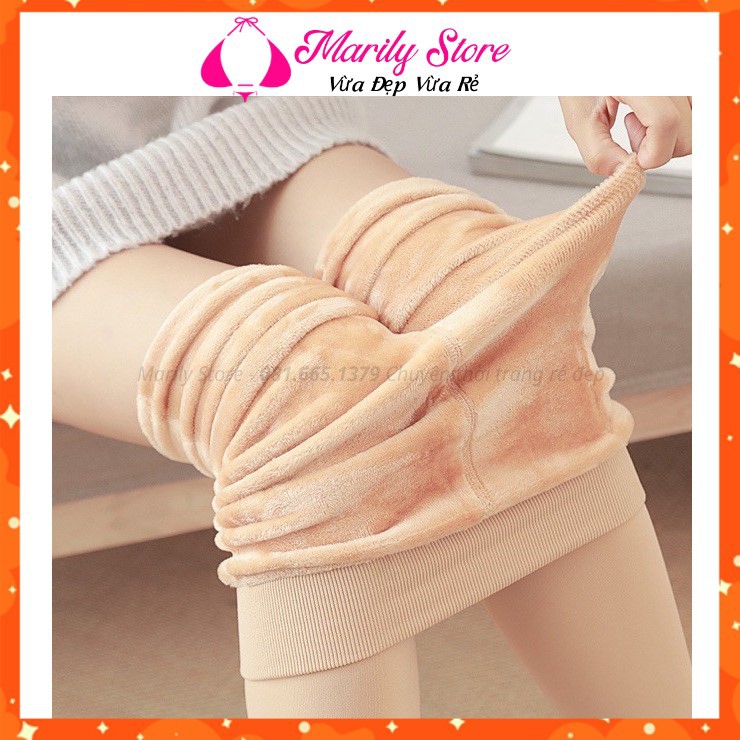 Quần Tất Nữ Liền Chân Lót Lông Siêu Ấm 2 Màu Đen Và Da