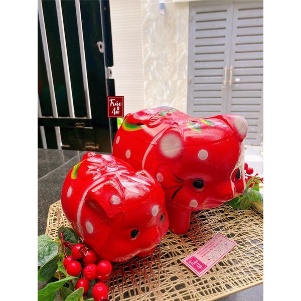 Heo đất truyền thống màu đỏ may mắn & nhiều màu, hình vẽ tay sắc nét. Hàng có sẵn ship hỏa tốc