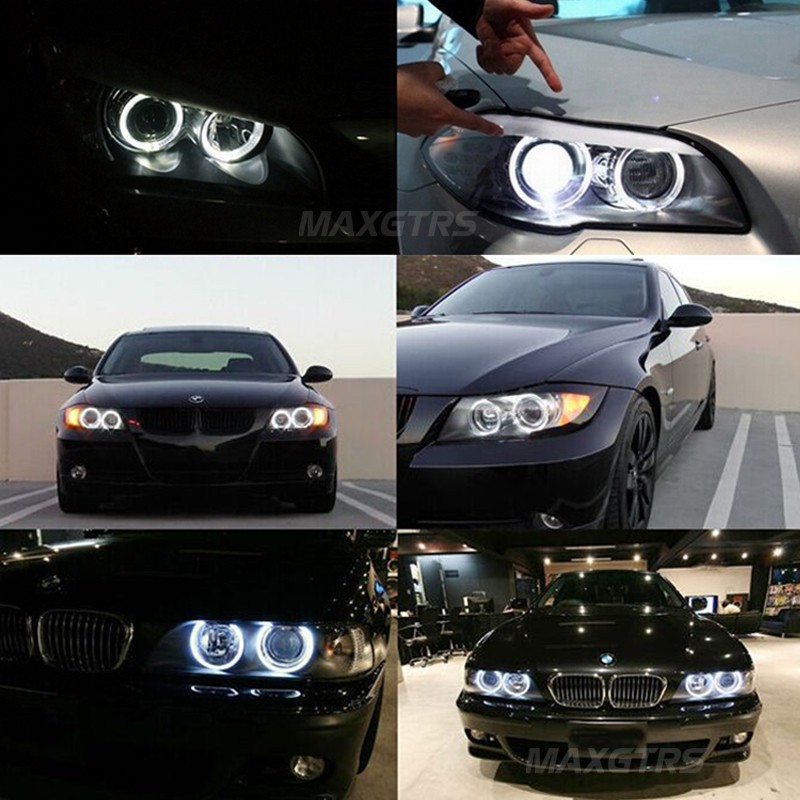 Set 2 Đèn Pha LED COB Hình Tròn Mắt Thiên Thần DRL Cho Xe Hơi Xe Máy