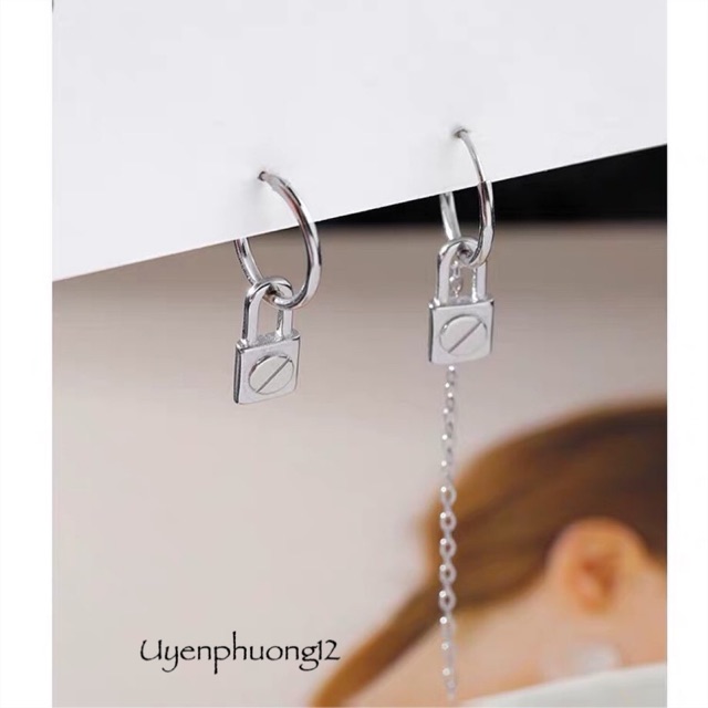 Bông tai khuyên tai tròn khoá bạc ý 30%