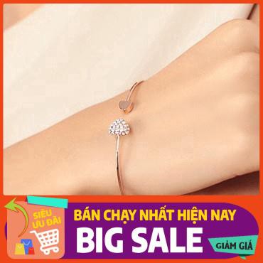 Lắc tay vòng hở họa tiết trái tim đính đá xinh xắn cho nữ | BigBuy360 - bigbuy360.vn
