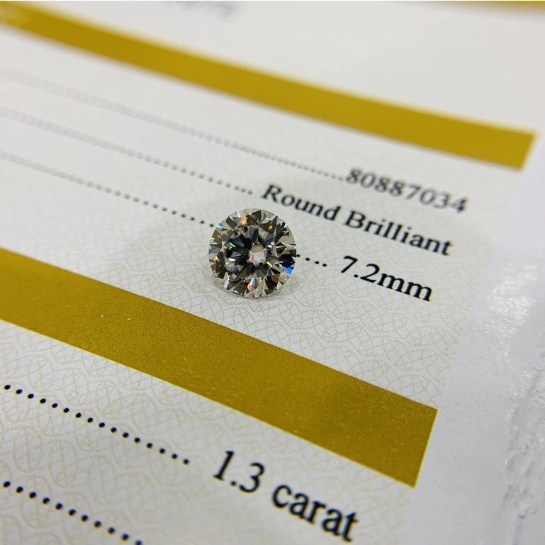 Kim cương nhân tạo Mỹ  Moissanite , giác cắt tròn chuẩn Kim cương