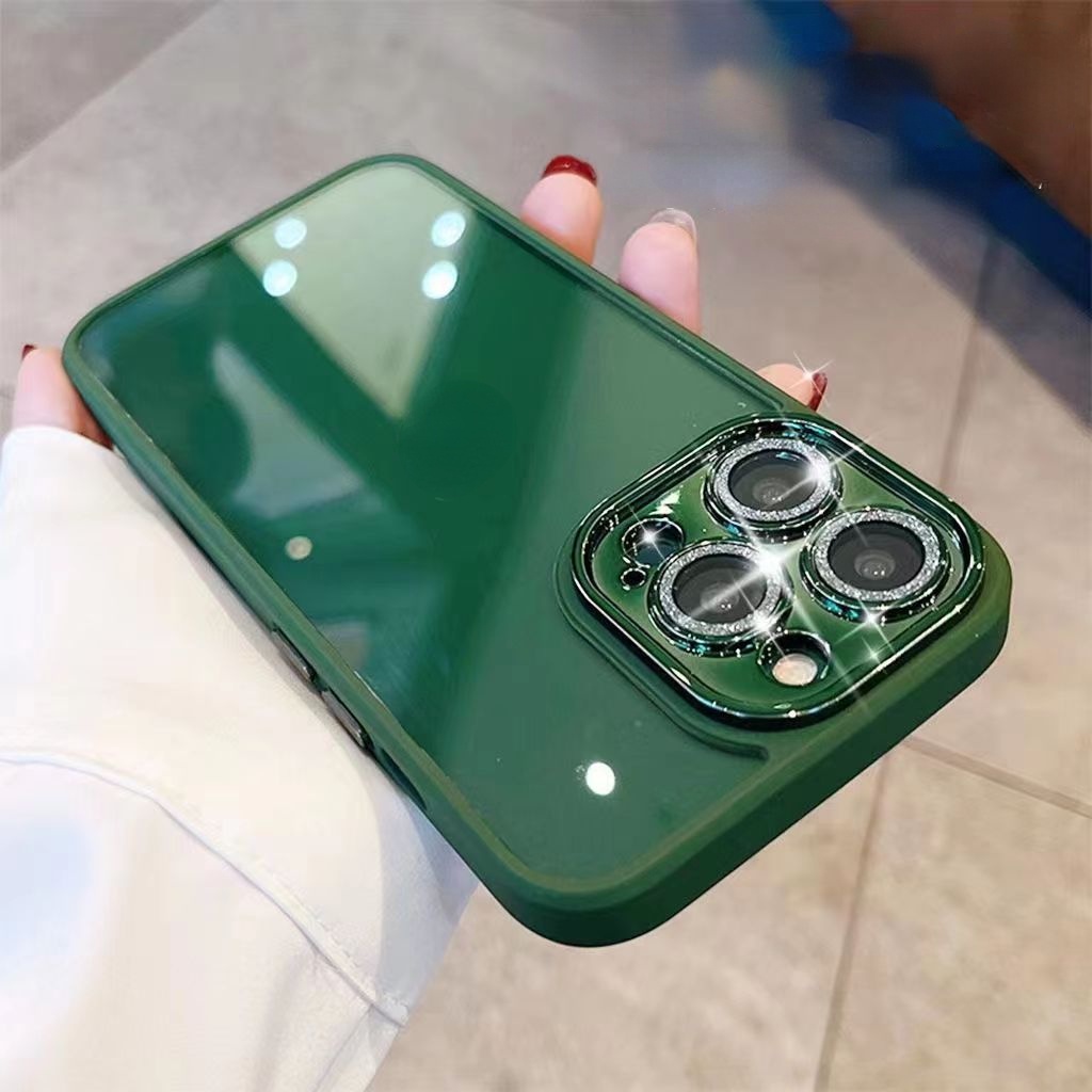 Ốp Điện Thoại Silicone Mạ Điện Màu Tím Đậm Họa Tiết Kim Tuyến Cho iPhone 14 Pro Max/ 13 / 12 / 11 Pro Max 14 Plus