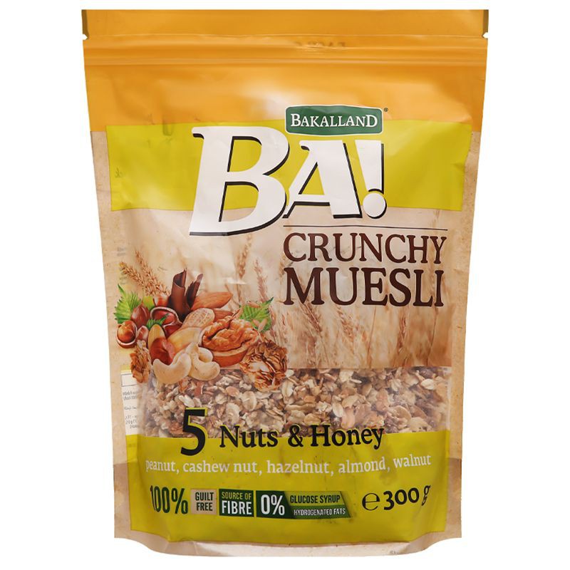 Ngũ Cốc Bakalland Muesli 5 Loại Hạt Và Mật Ong Túi 300G