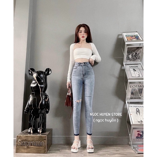 Quần jean ôm lưng cạp siêu cao hình thật kèm video