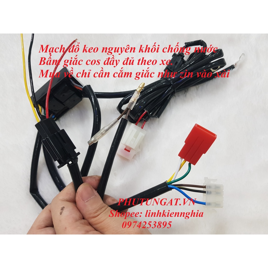 Mạch Passing Bi Mini Cho Xe WAVE A 110 WAVE RSX Dùng Trên Công Tắc Passing Sh Bấm giắc cos đầy đủ theo xe