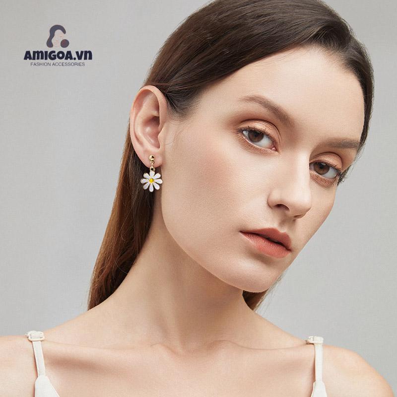 ✨✨Bông Tai Mạ Bạc 925 Hình Hoa Cúc Ngọt Ngào Thời Trang