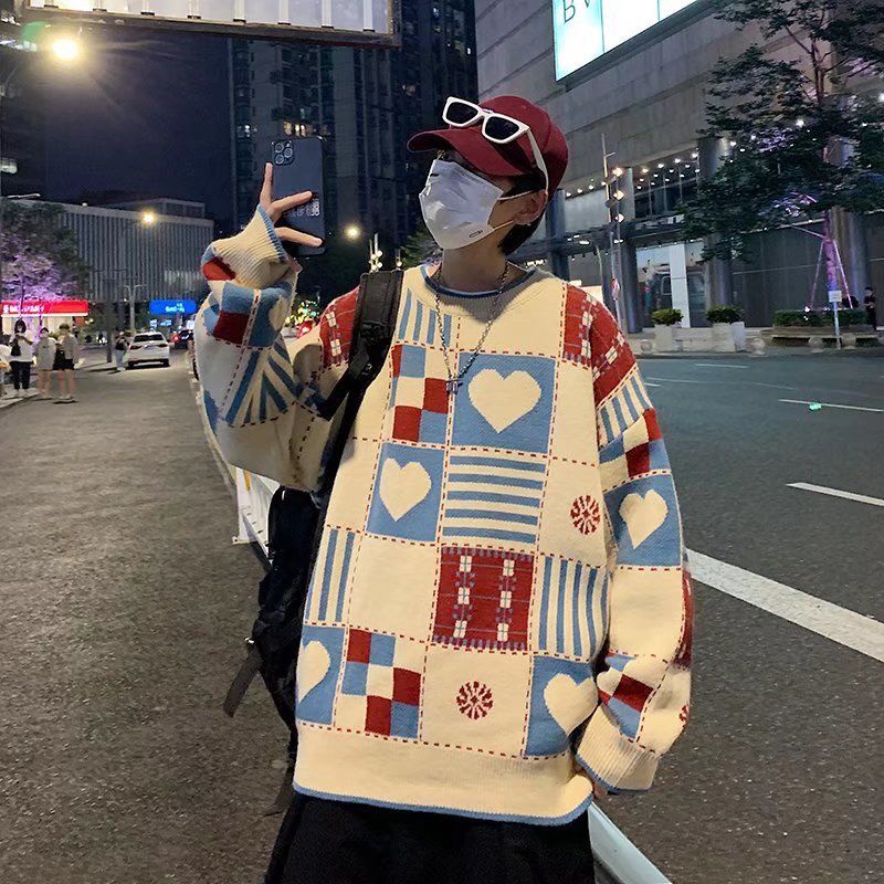 Áo Sweater Dệt Kim Tay Dài Dáng Rộng Thời Trang Thu Đông Hàng Mới Phong Cách Mỹ Dành Cho Nam