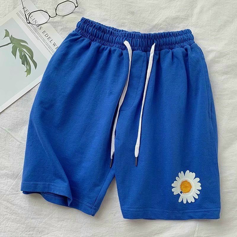 Quần thun lửng hoa cúc chất da cá mịn mát Unisex Quần thể thao đùi Guvia form rộng  Siêu Hot ulzzang