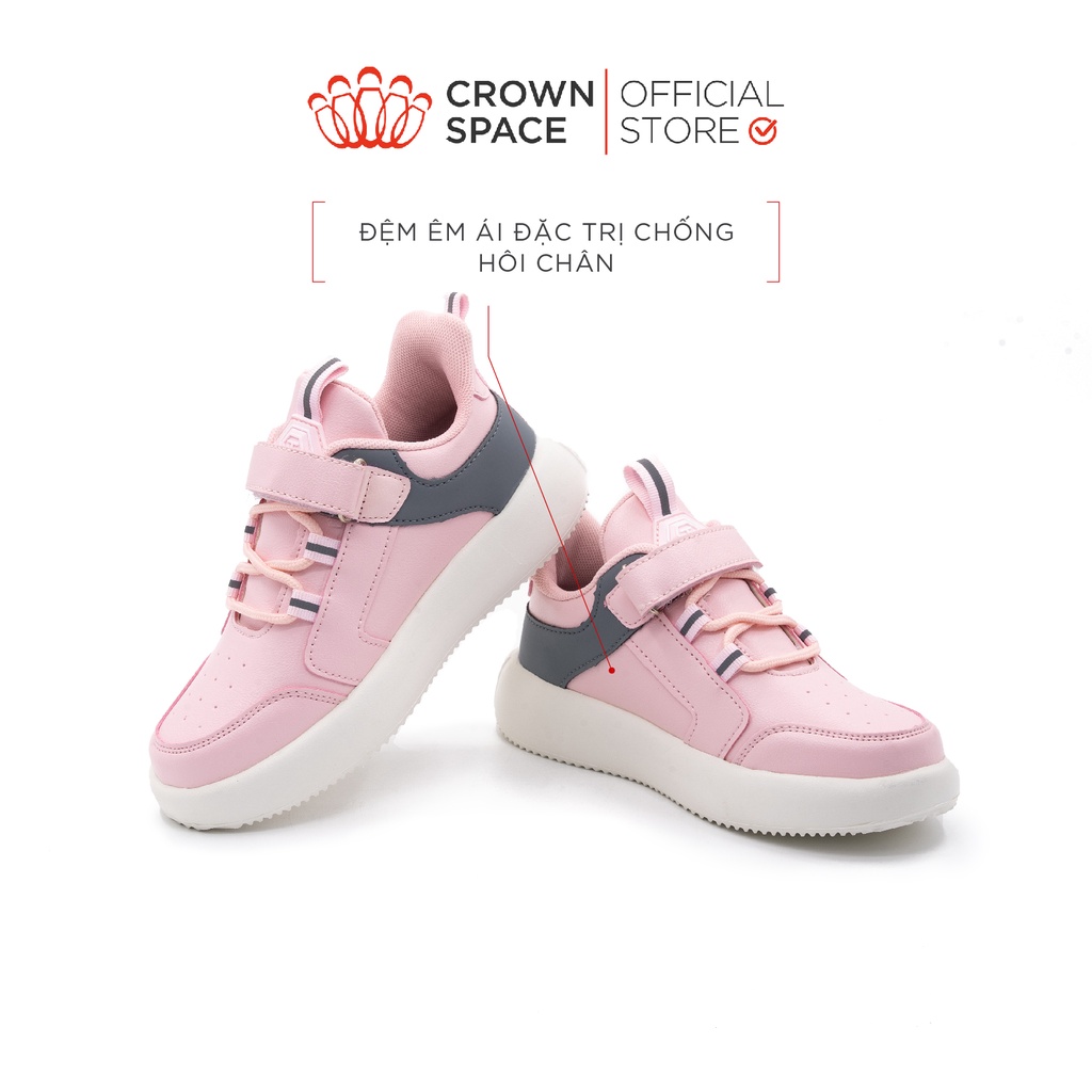 Giày Thể Thao Sneaker Bé Gái Đi Học Đi Chơi Crown Space Cao Cấp CRUK8032 Nhẹ Êm, Chống Hôi Chân Size 28 đến 30