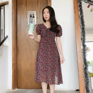 ĐẦM MIDI CHERRY RÚT DÂY NGỰC