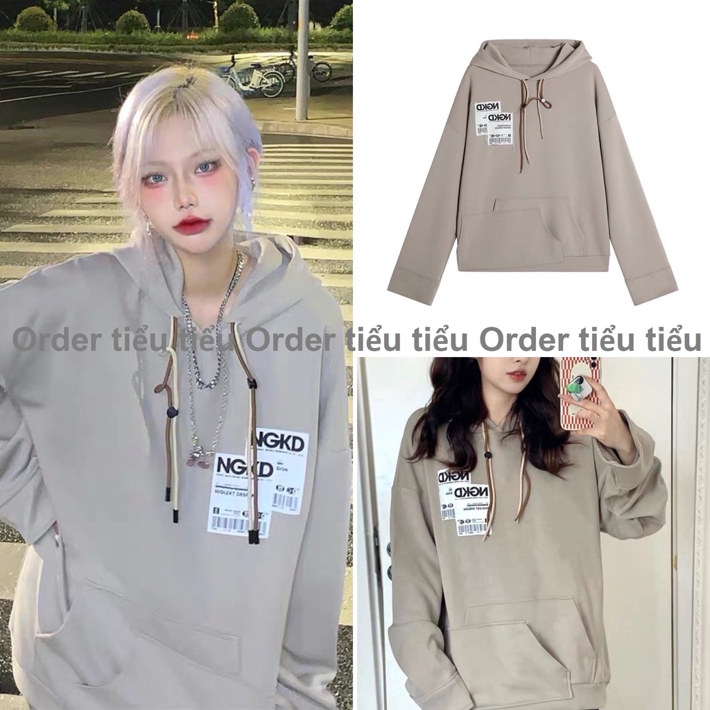 Áo hoodie form rộng dáng xuông phong cách ulzzang cá tính