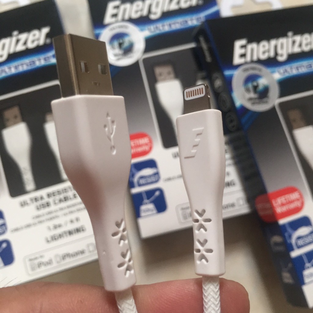 Cáp iphone Energizer siêu bền, dài 1.2M ( usb-A to Lightning) - Bảo hành 12 tháng