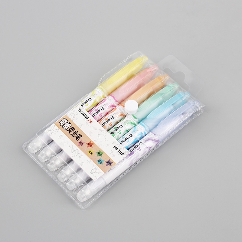 Set 6 bút highlight tròn Pastel B10 đa năng xóa được Taro Stationery