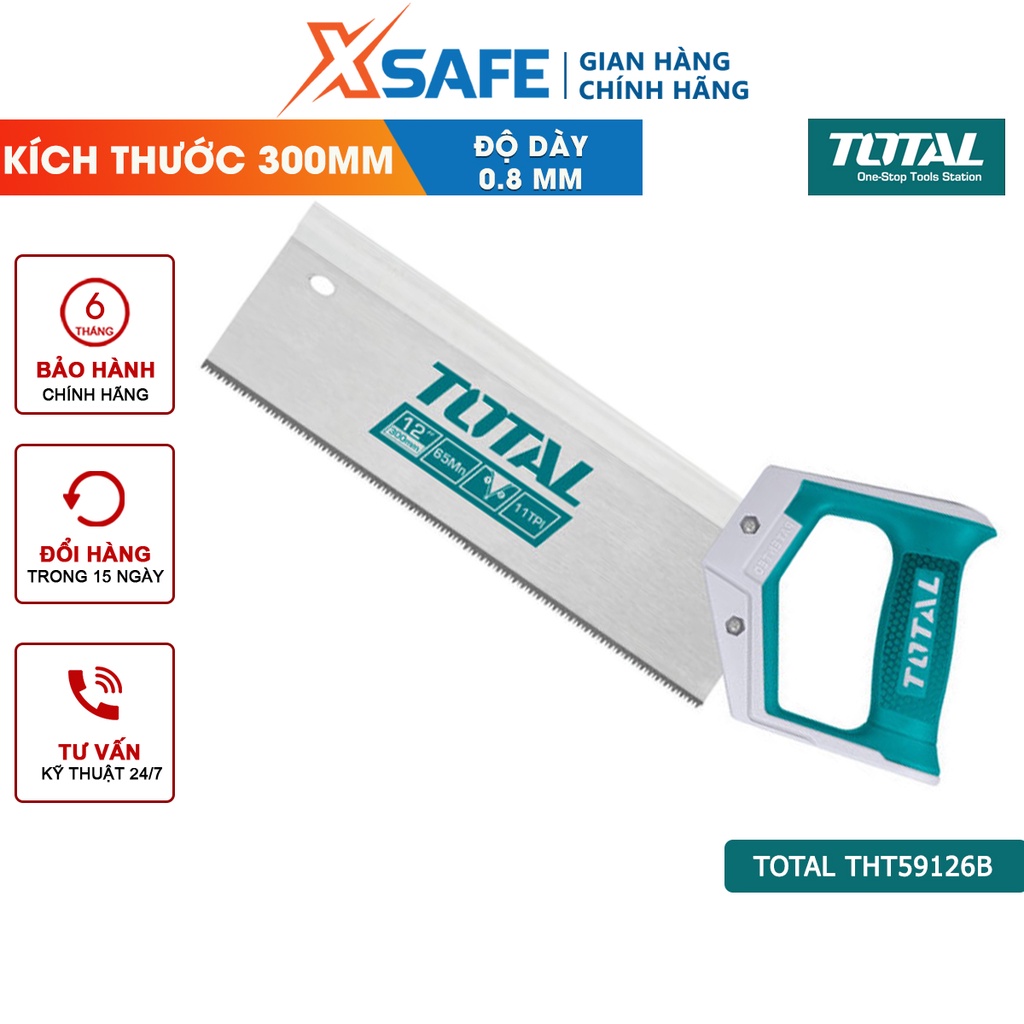 Cưa lá cầm tay bản lớn Total THT59126B 300mm, độ dày 0.8mm lưỡi cưa thép cao cấp, không cong, răng cưa chịu nhiệt