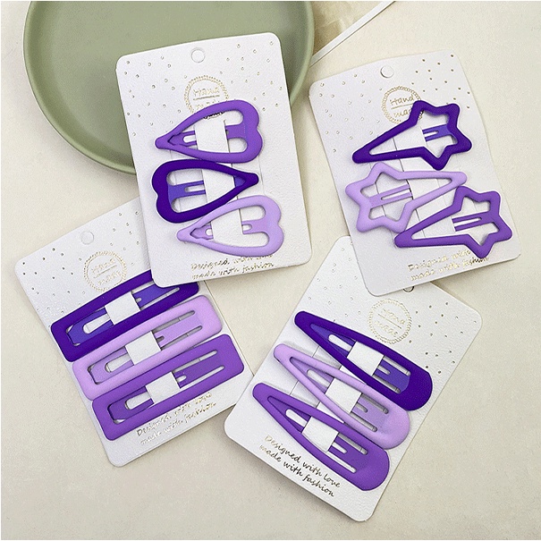 Set 3 Kẹp Tóc Màu Tím Phong Cách Hàn Quốc Cho Nữ