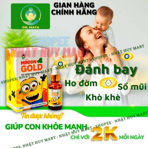Dầu húng chanh minion từ thiên nhiên cho bé đánh bay ho, khò khè