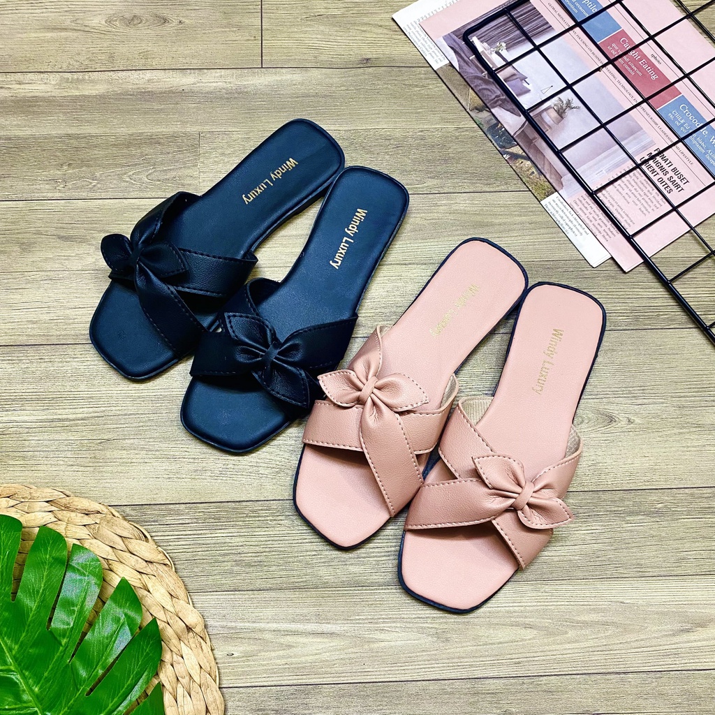 Dép nữ thời trang quai chéo cột nơ tiểu thư xinh hết nấc - TT393