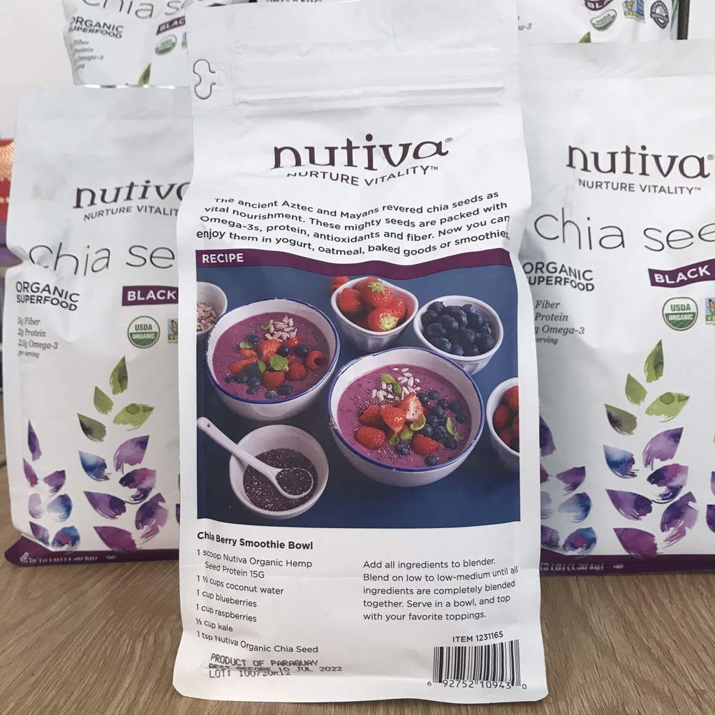 Hạt chia Chia Seed Nutiva - 1.36kg (hàng nhập khẩu Mỹ) DATE 07/10/2022