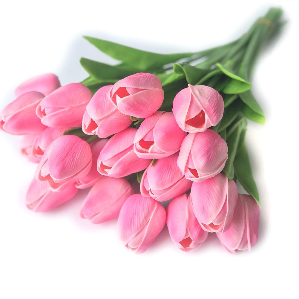 1 Chậu Hoa Tulip Trắng Giả Bằng Lụa R6Q0 Trang Trí Nhà Cửa Tiệc Cưới