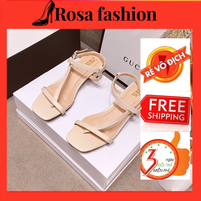 Dép sandal nữ đế bệt xỏ ngón da lì đơn giản dây mảnh xéo - SD-0287