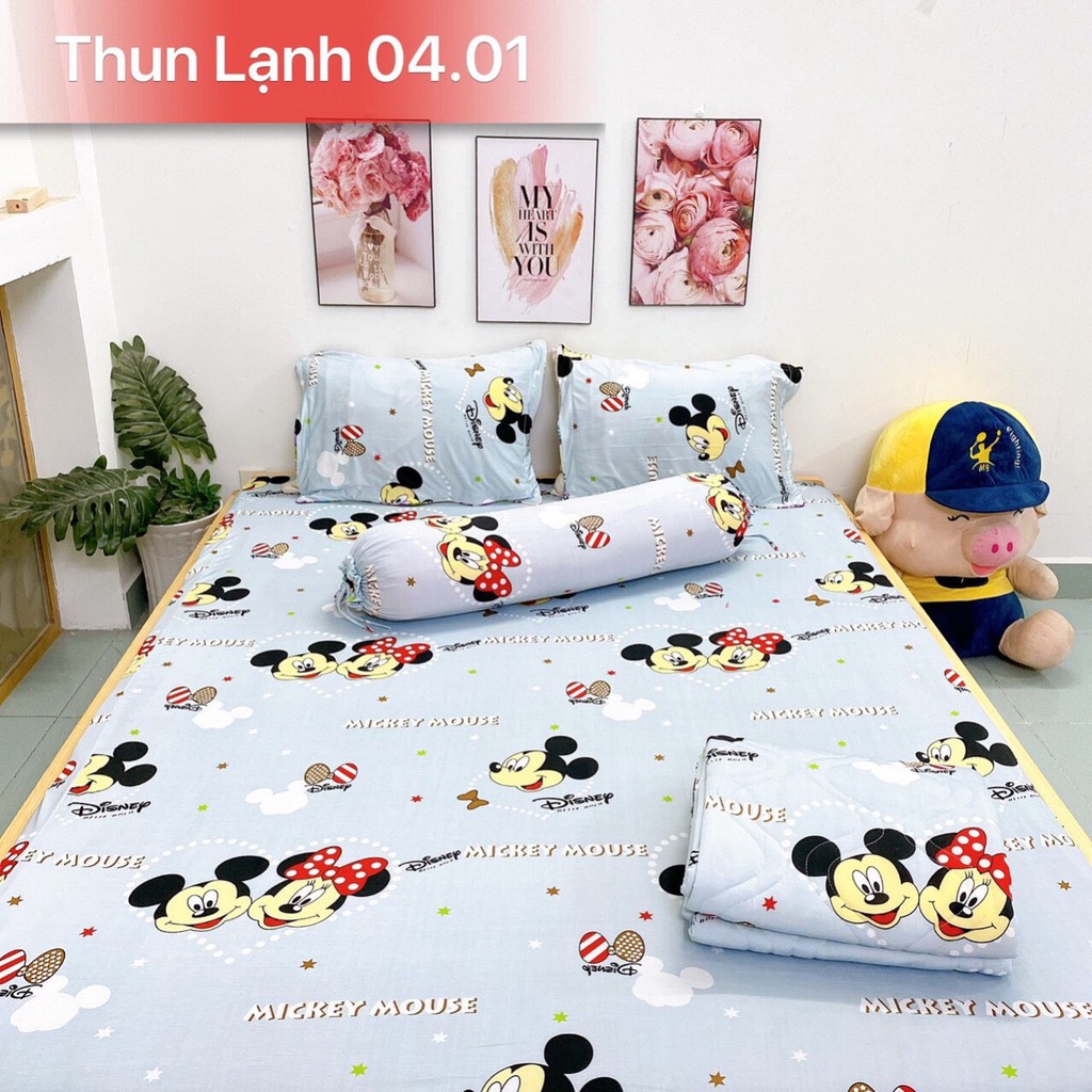 Bộ ga thun lạnh cotton (ko mền). drap 1m2/1m4/1m6/1m8
