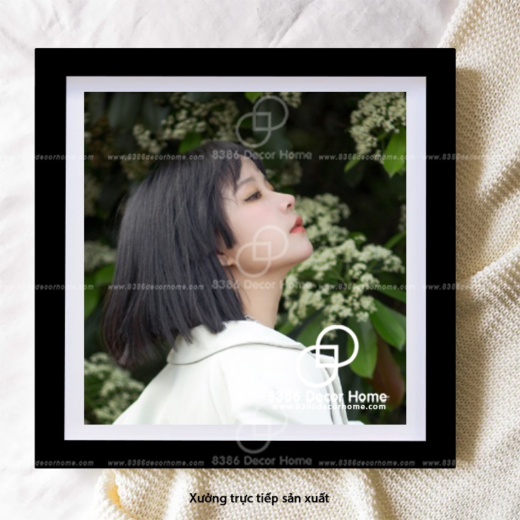 Khung ảnh 20x20cm màu đen trơn (Sơn màu từ gỗ thông thật)