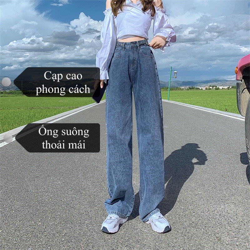Quần Jean Cạp Cao đai tròn Dora style