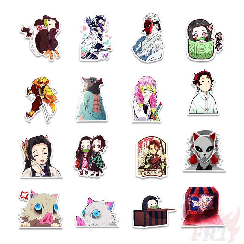 Bộ 50 miếng dán trang trí laptop/ván trượt họa tiết hoạt hình Demon Slayer: Kimetsu no Yaiba - Series 09
