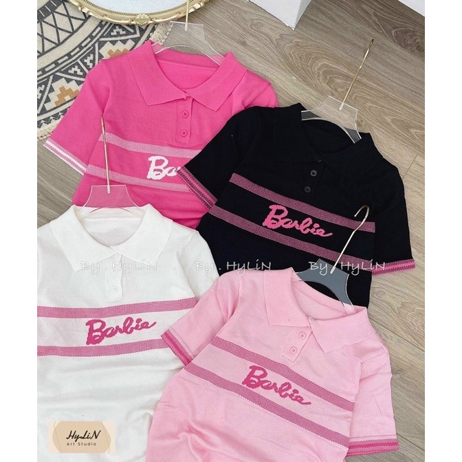 ÁO LEN TĂM CỔ POLO HÀNG QUẢNG CHÂU TAY NGẮN CHỮ BARBIE.