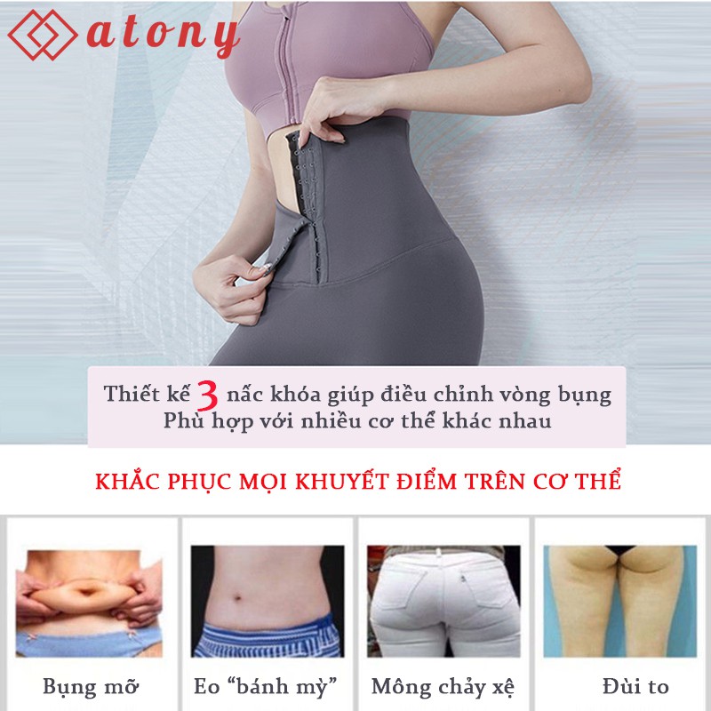 Quần Legging Định Hình Cạp Cao Gen Bụng, Nâng Mông ATONY, Có Móc Khóa, Co Giãn 4 Chiều - Tâp Gym, Yoga, Aerobic, Zumba