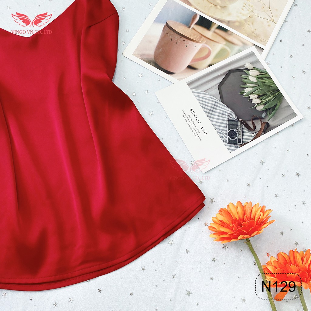Áo 2 Dây Lụa Nữ Cổ V 2 Lớp Lót Ngực Mát Mẻ Sang Trọng Mùa Hè Mặc Cùng Áo Vest Blazer Chân Váy Vingo AN129 VNGO | BigBuy360 - bigbuy360.vn