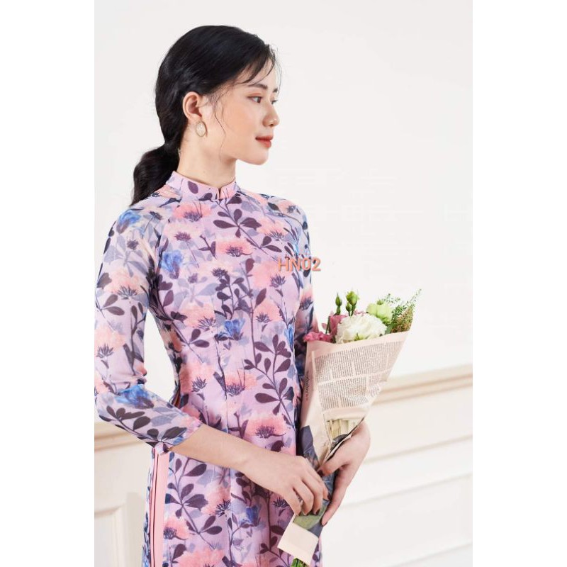 Áo dài 4 tà hoa nhí, quần đồng chất xinh yêu