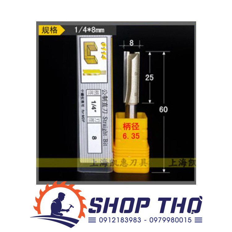 Mũi phay đánh rãnh ARDEN 0114 cốt 6.35 từ 3-15mm